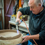 John Higgins at work in his studio 2018